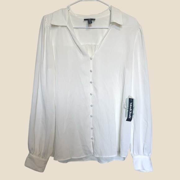 Modcloth Tops - ModCloth‎ NWT Blouse Button Up White Long Sleeve Size Medium